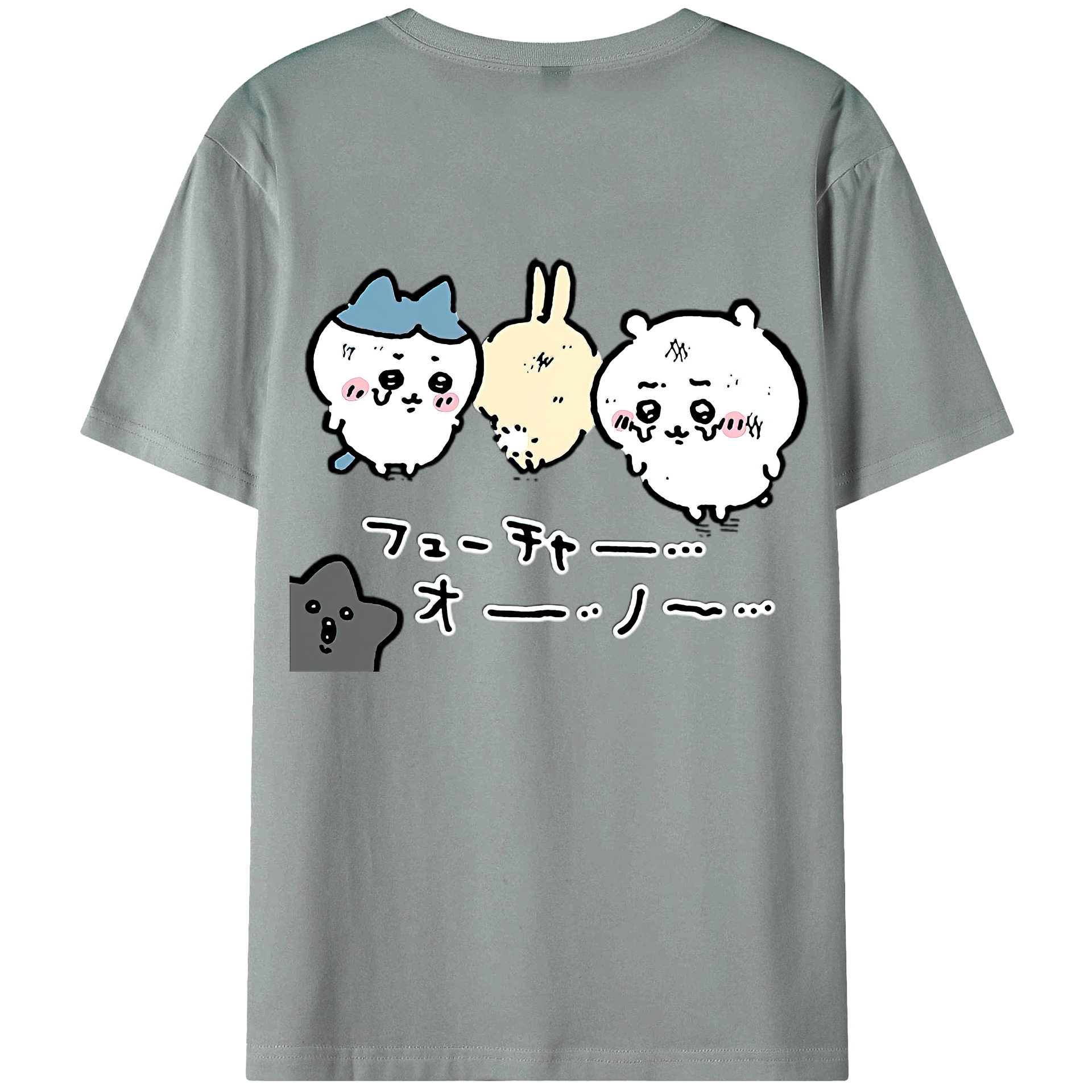 （画像用） ちいかわ ハチワレ Chii-kawa hachiware 綿100％ メンズ半袖Tシャツ（バックプリント） 通気性